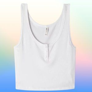 Aritzia Sunday Best • Kara Tank • Cropped White Henley Tank • Size Small